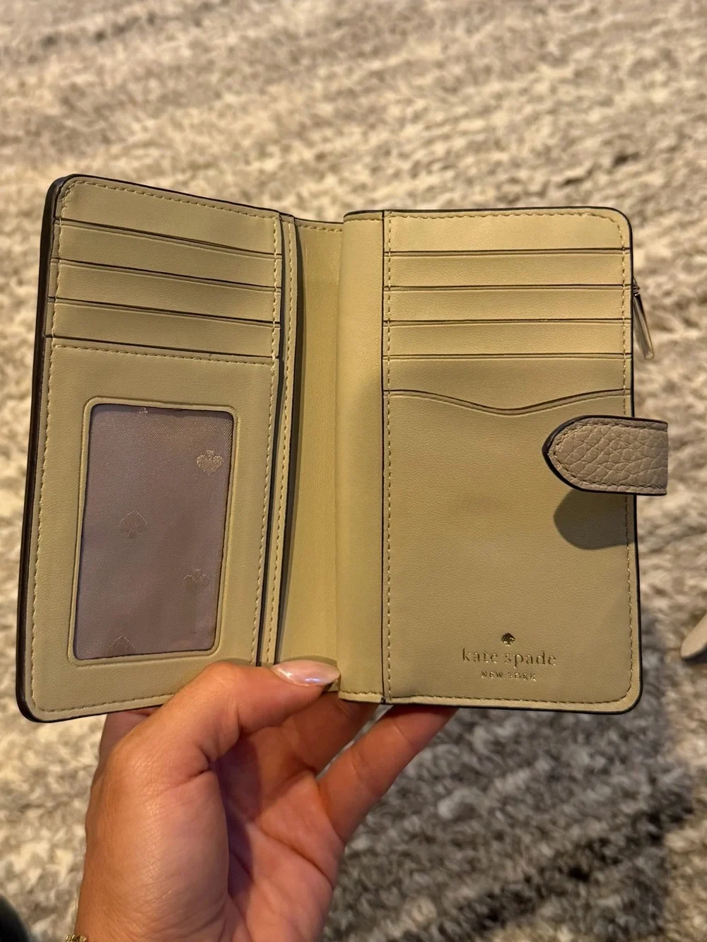 kate spade Cream Shearling-Trim Leather Backpack and Card Wallet